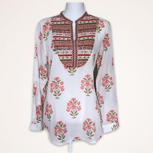Embroidered Neckline Floral Blouse